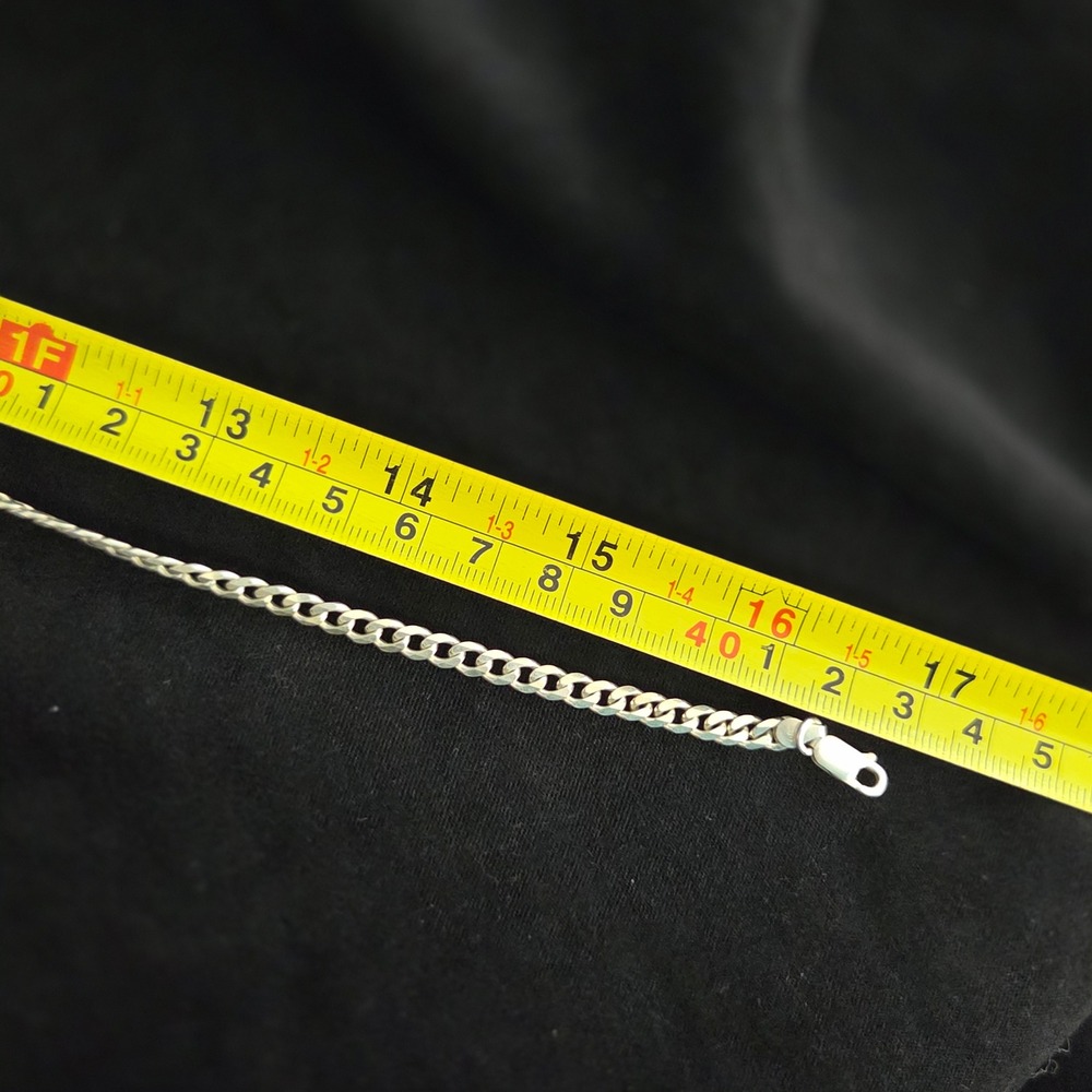 Vintage Italian 925 Sterling Silver Flat Curb Cuban Link 17" Chain Necklace 16g - Picture 4 of 5